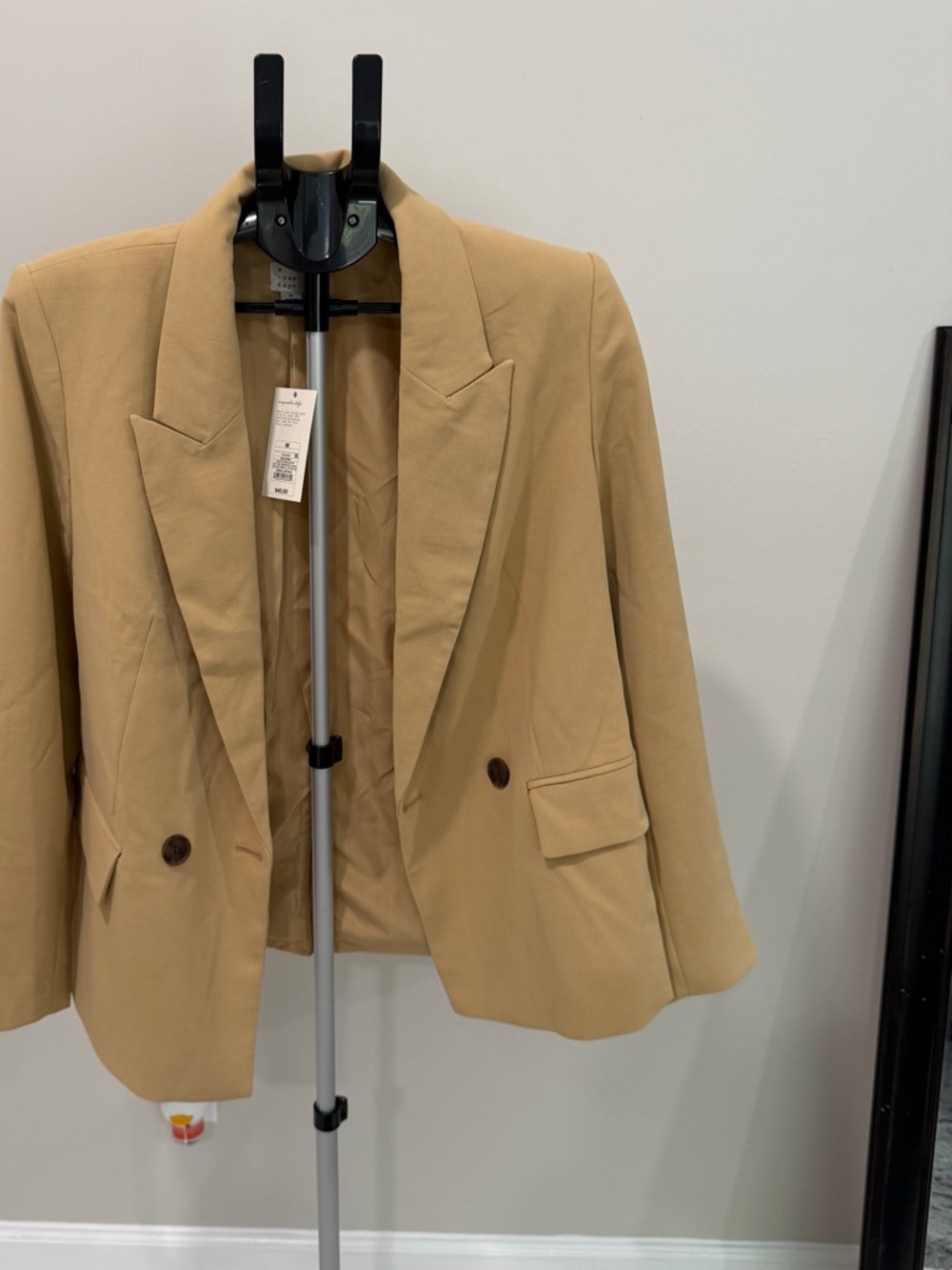 a new day Tan Double-Breasted Blazer